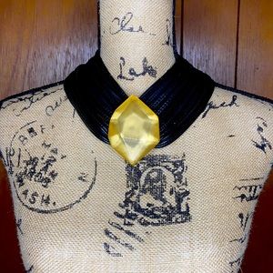 Monies Gold leaf Resin Necklace with leather straps